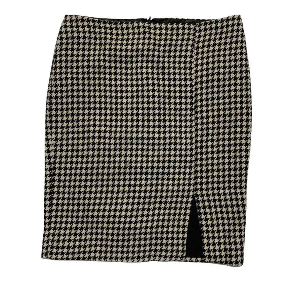 WHBM 6 Houndstooth Lined Wool Blend Skirt White House Black Market Alabama - Picture 1 of 5